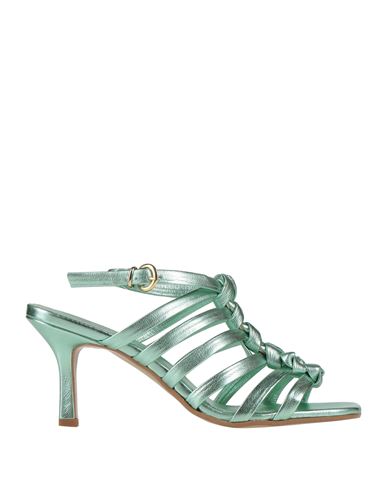 Paolo Mattei Woman Sandals Light Green Size 8 Textile Fibers