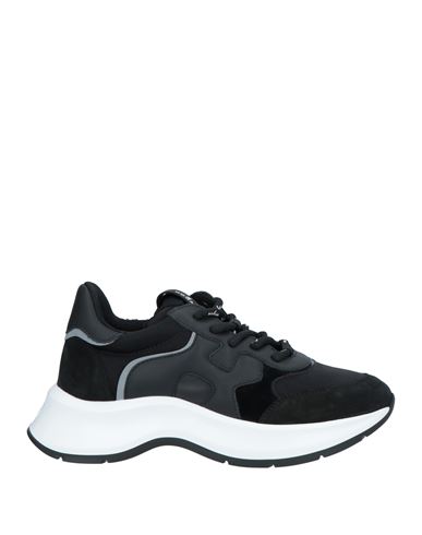 Shop Hogan Woman Sneakers Black Size 6.5 Leather, Textile Fibers