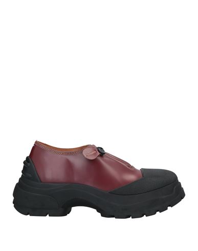 Maison Margiela Woman Loafers Burgundy Size 9 Soft Leather, Rubber In Red