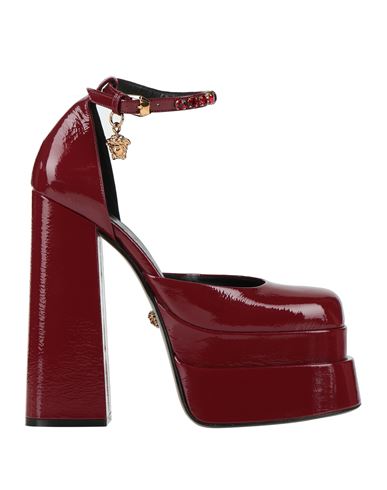 Versace Woman Pumps Burgundy Size 10 Soft Leather In Red