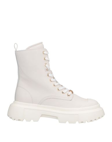 Hogan Woman Ankle Boots White Size 7.5 Leather, Textile Fibers