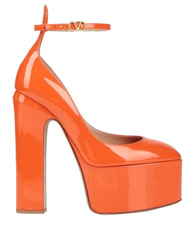 Valentino Garavani Woman Pumps Orange Size 6.5 Soft Leather