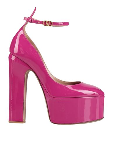 Valentino Garavani Woman Pumps Fuchsia Size 8 Soft Leather In Pink