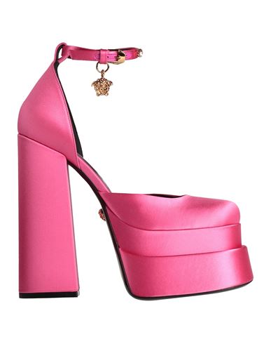 Versace Woman Pumps Magenta Size 8 Textile Fibers In Pink