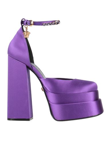 Versace Woman Pumps Purple Size 10 Textile Fibers