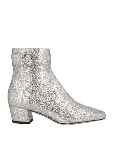 Jimmy Choo Woman Ankle Boots Silver Size 7 Leather, Synthetic Fibers