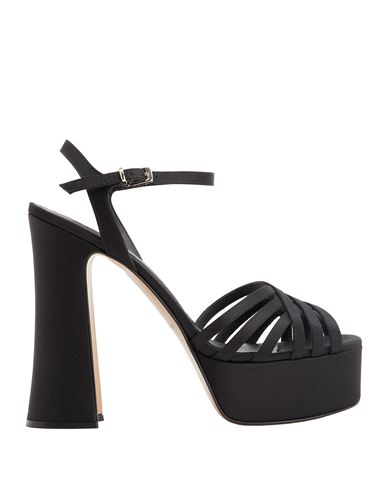 8 By Yoox Satin Platform Sandals Woman Sandals Black Size 5 Textile Fibers