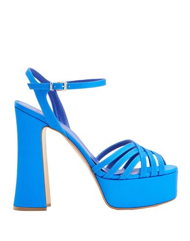 8 By Yoox Satin Platform Sandals Woman Sandals Blue Size 11 Textile Fibers