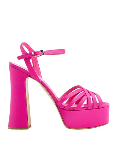 8 By Yoox Satin Platform Sandals Woman Sandals Fuchsia Size 5 Textile Fibers In Pink