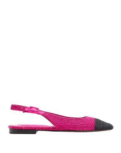8 By Yoox Raffia Slingback Flat Pumps Woman Ballet Flats Fuchsia Size 6 Natural Raffia In Pink