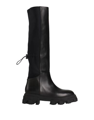 Gia Borghini Woman Boot Black Size 8 Soft Leather, Textile Fibers