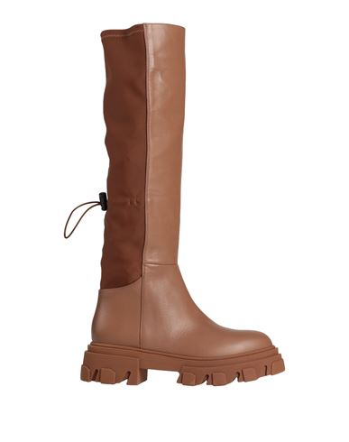 Gia Borghini Woman Boot Brown Size 10 Soft Leather, Textile Fibers