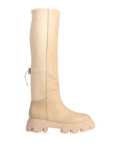 Gia Borghini Woman Boot Beige Size 8 Soft Leather, Textile Fibers