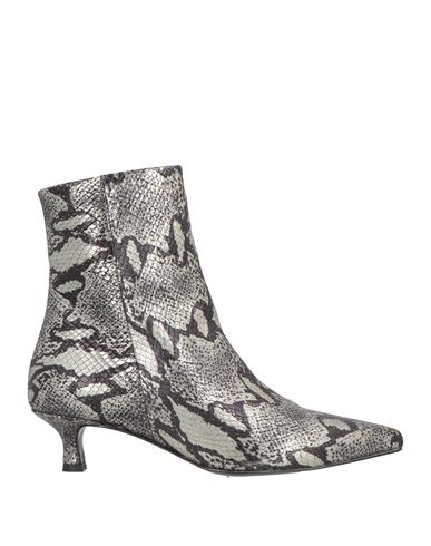 Paola Ferri Woman Ankle Boots Platinum Size 9 Leather In Gray
