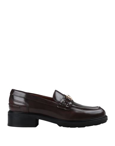 Tommy Hilfiger Chain-link Detail Leather Loafers In Brown