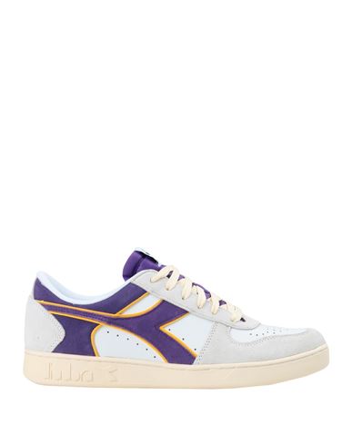 Diadora Magic Basket Low Suede Leather Man Sneakers White Size 8 Soft Leather In Purple