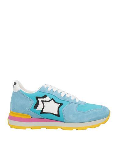 Atlantic Stars Woman Sneakers Turquoise Size 7 Soft Leather, Textile Fibers In Blue