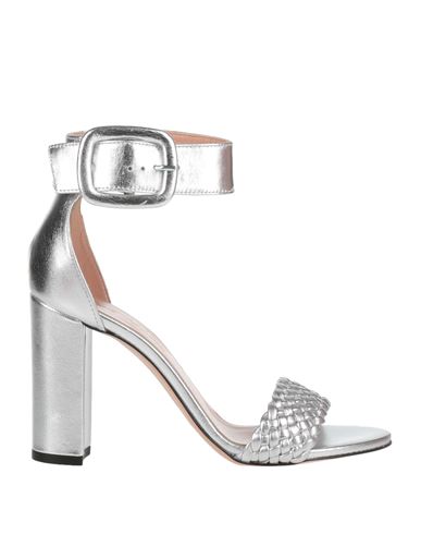 Paolo Mattei Woman Sandals Silver Size 7 Soft Leather