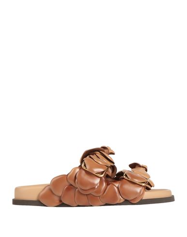 Valentino Garavani Woman Sandals Camel Size 11 Soft Leather In Beige