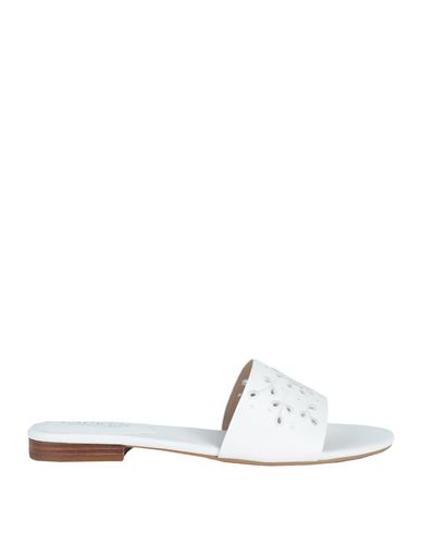Shop Lauren Ralph Lauren Andee Eyelet Leather Slide Sandal Woman Sandals White Size 7 Soft Leather