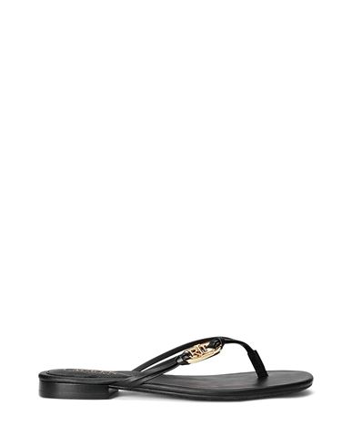 Lauren Ralph Lauren Emalia Nappa Leather Flip-flop Woman Toe Strap Sandals Black Size 11 Soft Leathe