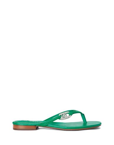 Lauren Ralph Lauren Emalia Nappa Leather Flip-flop Woman Toe Strap Sandals Green Size 11 Soft Leathe