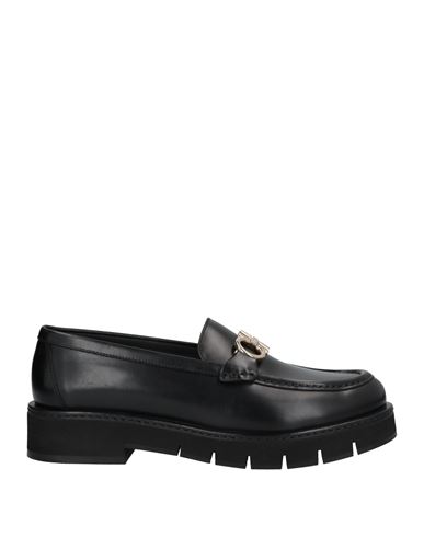 Ferragamo Buckle-detail Leather Loafers In Black