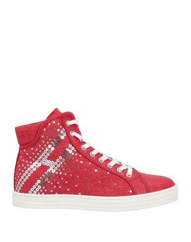Hogan Rebel Woman Sneakers Red Size 7 Textile Fibers, Soft Leather