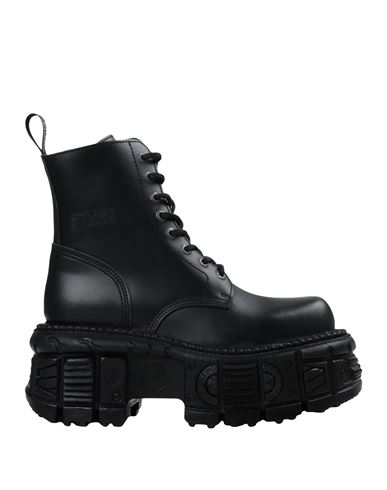 New Rock High Black Leather Amphibious In Black