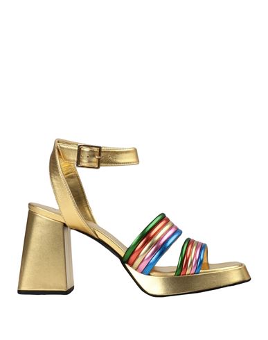 Giampaolo Viozzi Woman Sandals Gold Size 11 Sheepskin
