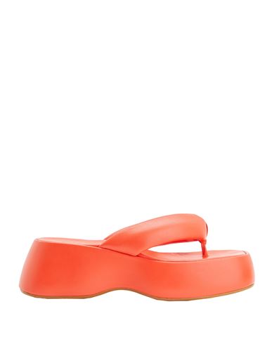 8 By Yoox Leather Toe Post Sandals Woman Toe Strap Sandals Orange Size 11 Sheepskin