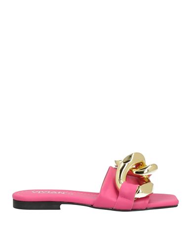 Vivian Woman Sandals Fuchsia Size 11 Soft Leather In Pink