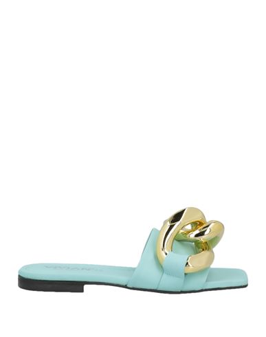 Vivian Woman Sandals Turquoise Size 11 Soft Leather In Blue