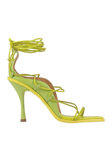 Dsquared2 Woman Sandals Acid Green Size 10 Soft Leather