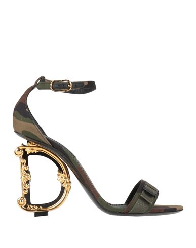 Dolce & Gabbana Woman Sandals Military Green Size 5.5 Textile Fibers