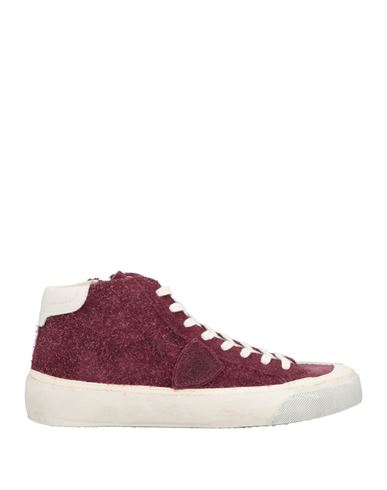 Shop Philippe Model Man Sneakers Burgundy Size 8 Soft Leather In Red