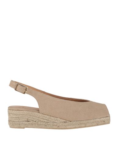 CASTAÃ±ER CASTAÑER WOMAN ESPADRILLES BEIGE SIZE 9 TEXTILE FIBERS