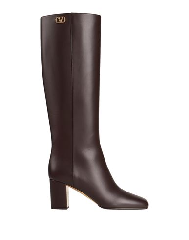 Valentino Garavani Woman Knee Boots Dark Brown Size 11 Soft Leather
