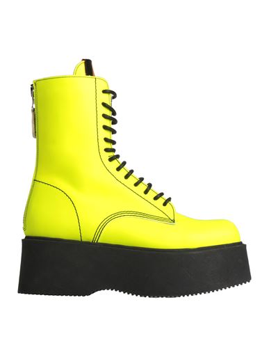 Aniye By Woman Ankle Boots Acid Green Size 11 Soft Leather In Yellow
