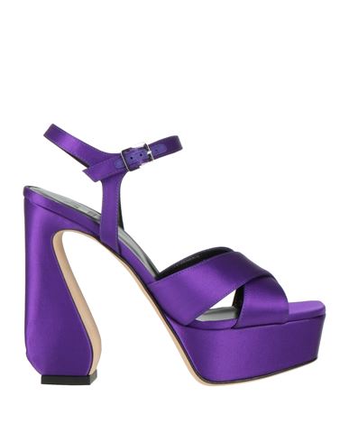 Si Rossi By Sergio Rossi Woman Sandals Dark Purple Size 8 Textile Fibers