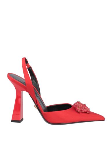 Versace Woman Pumps Red Size 8 Textile Fibers, Soft Leather