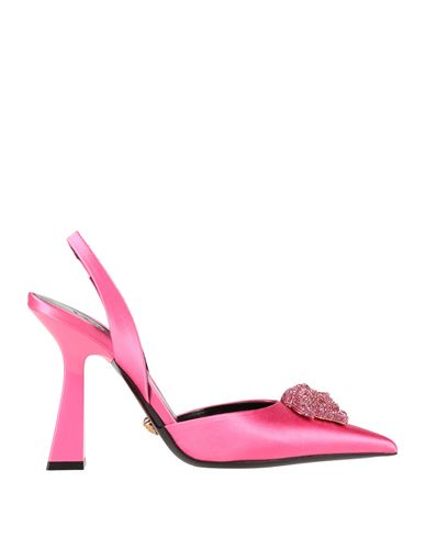 VERSACE VERSACE WOMAN PUMPS FUCHSIA SIZE 7 TEXTILE FIBERS, SOFT LEATHER 