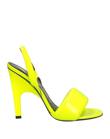 Attico The  Woman Sandals Acid Green Size 8.5 Soft Leather In Yellow