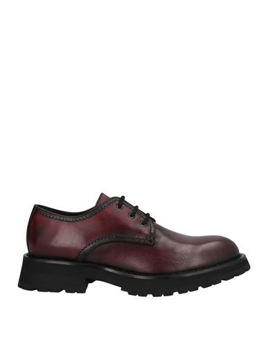 Alexander Mcqueen Man Lace-up Shoes Burgundy Size 11 Soft Leather In Red
