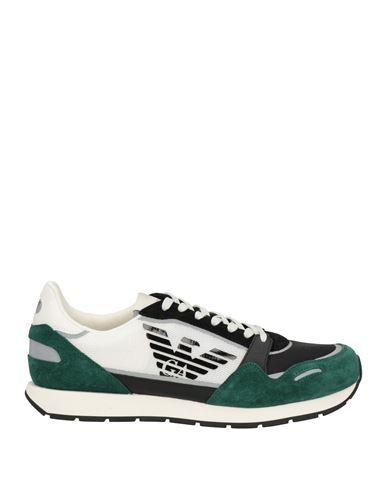 Emporio Armani Man Sneakers Emerald Green Size 7.5 Leather, Textile Fibers