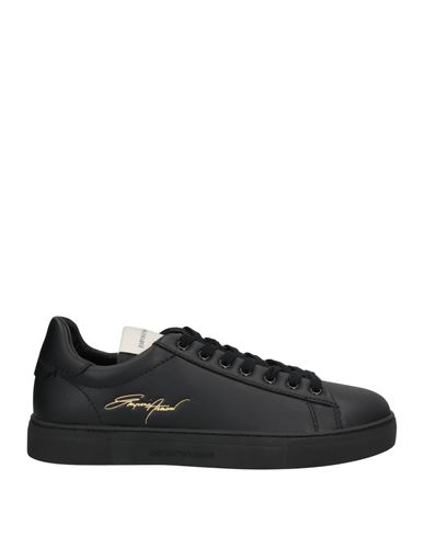Emporio Armani Man Sneakers Black Size 6.5 Soft Leather