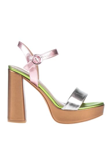 Giancarlo Paoli Woman Sandals Silver Size 11 Textile Fibers