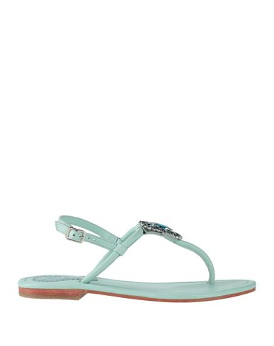 Hadel Woman Thong Sandal Sky Blue Size 6 Soft Leather