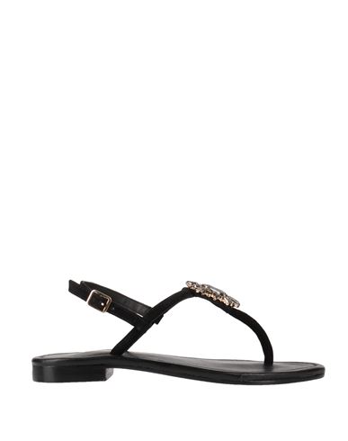 Hadel Woman Toe Strap Sandals Black Size 8 Soft Leather