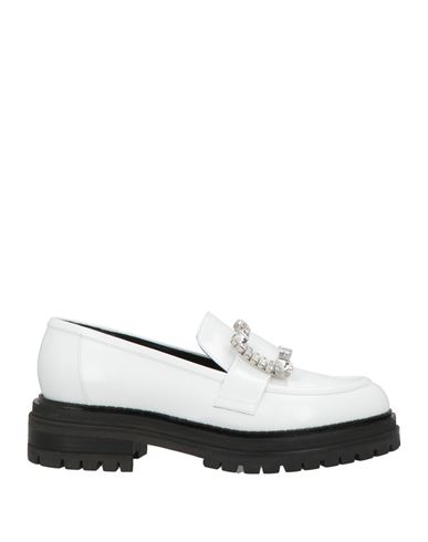 Sergio Rossi Woman Loafers White Size 10 Leather In White